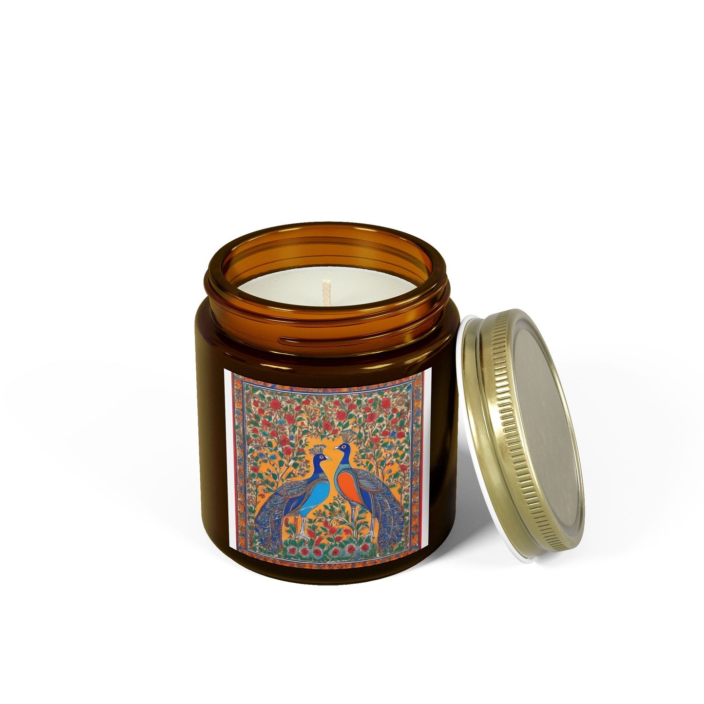 Auspicious Peacocks Scented Candle (4oz, 9oz) | Artloom Gallery
