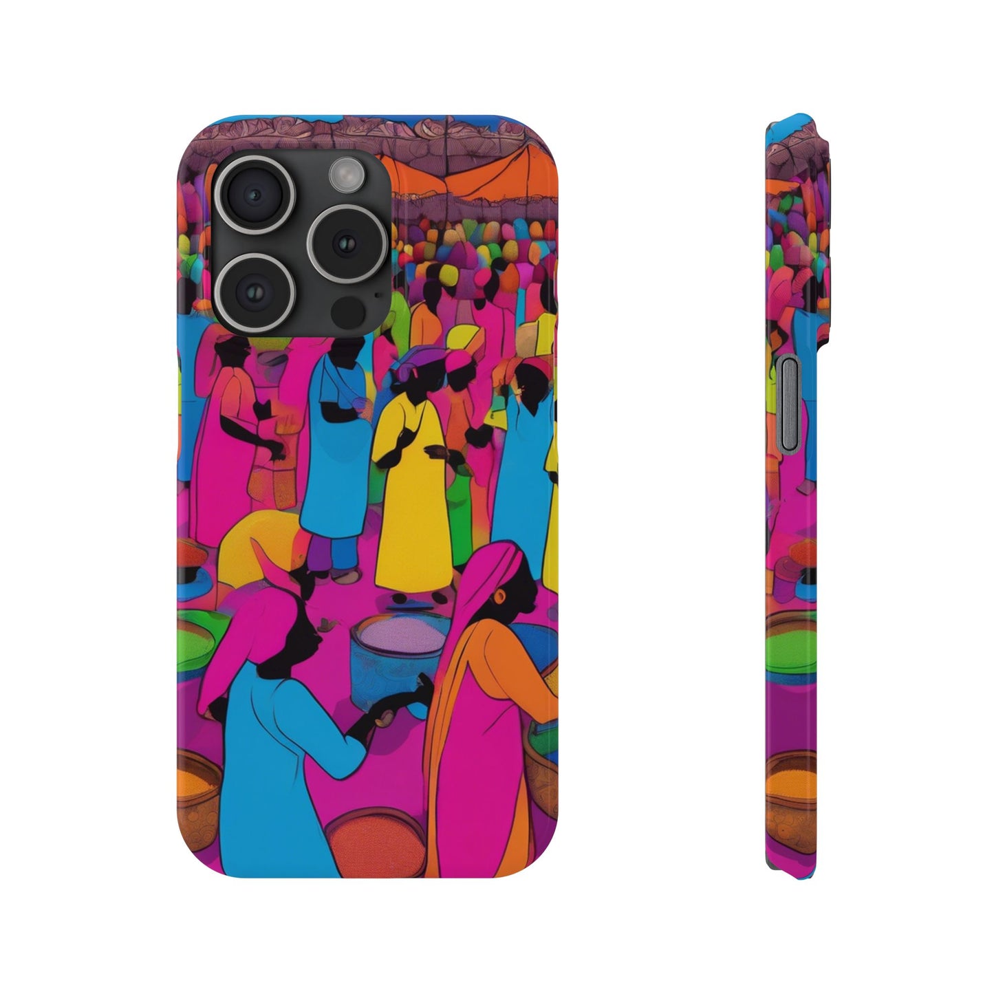 Festive Colors at the Bazaar – Bold and Vibrant Art Slim Phone Case | Artloom Gallery