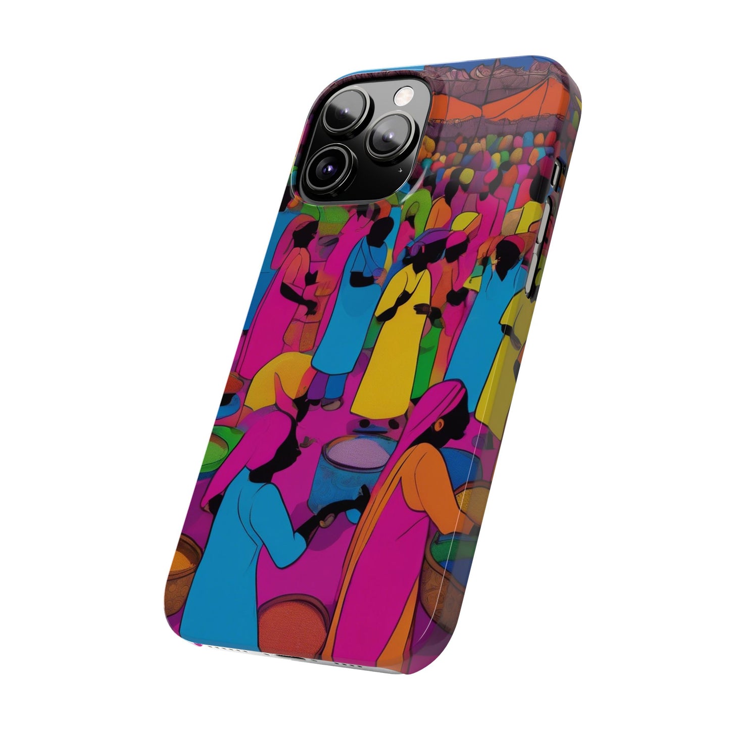 Festive Colors at the Bazaar – Bold and Vibrant Art Slim Phone Case | Artloom Gallery