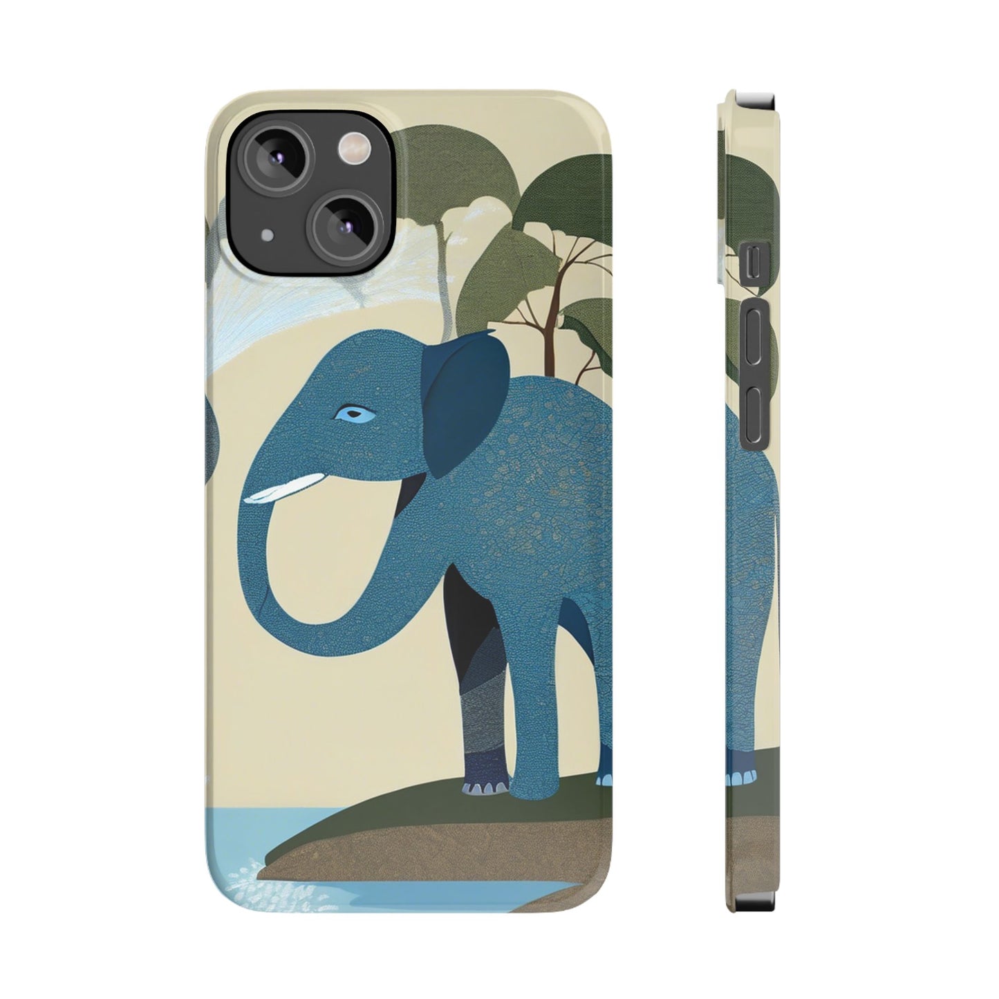 Playful Elephant Art Slim Phone Case | Artloom Gallery